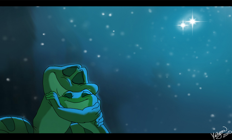 The princess and the frog under star light