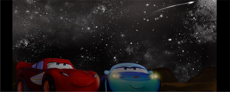 Cars. look at the stars