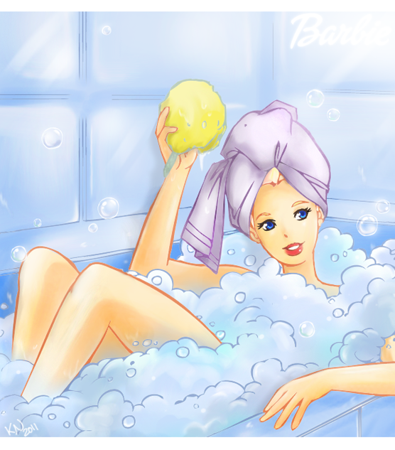 Barbie in the discount bath