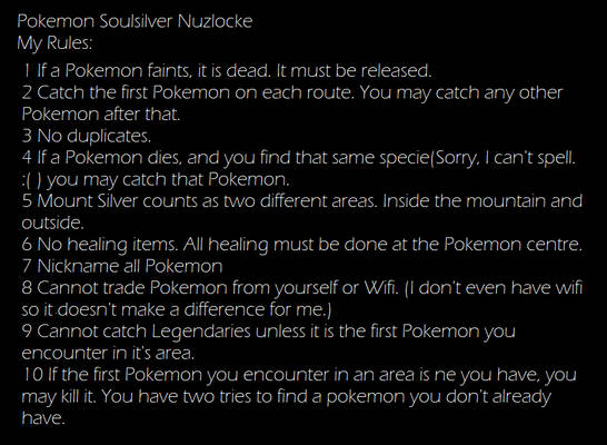 Pokemon Nuzlocke My Rules :OLD: