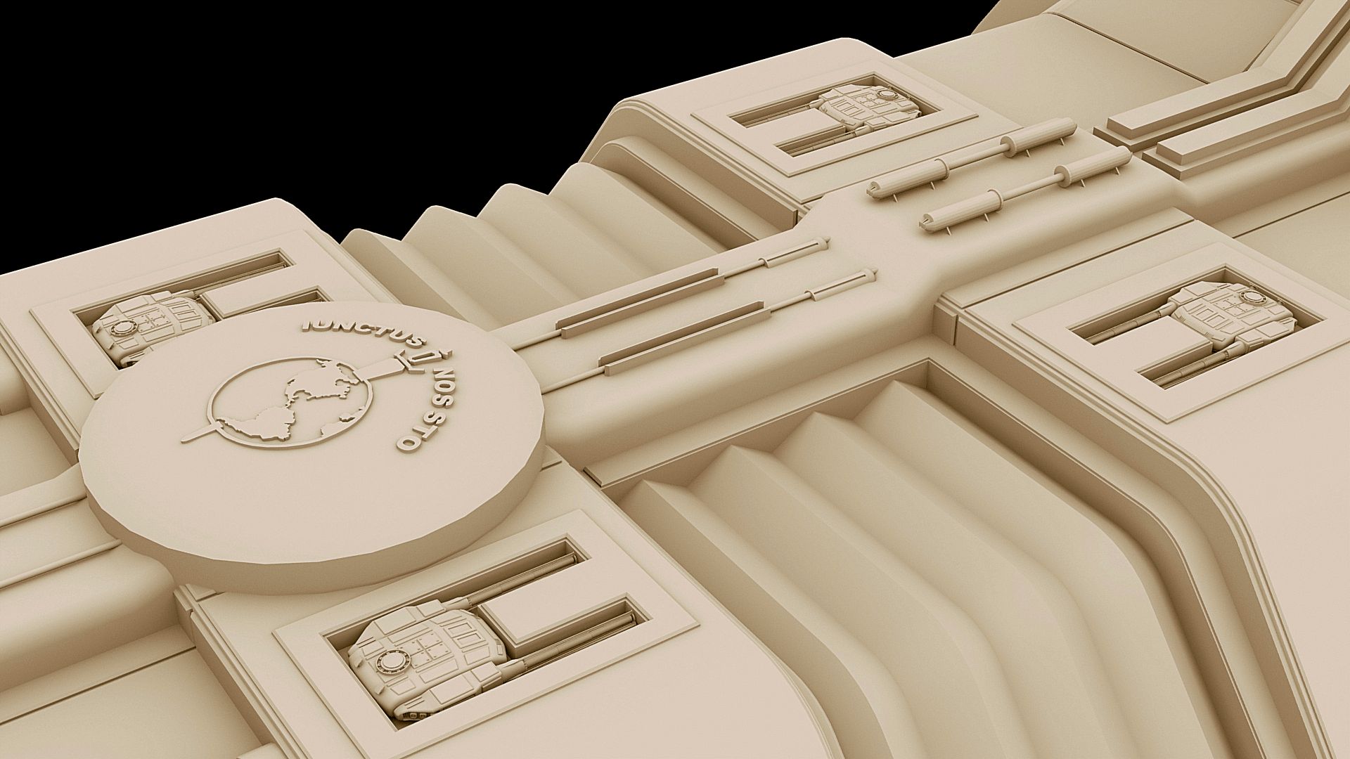 F3D-Kraken 17a closeup of gun turrets by Greywolf-Starkiller