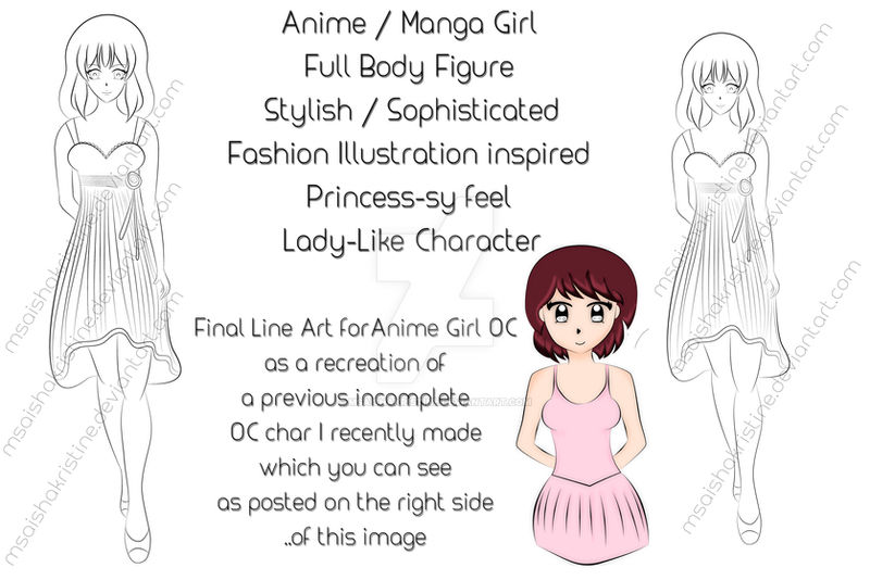Anime Girl Full Body (Re-Created!) FINAL Line Art by msaishakristine on  DeviantArt