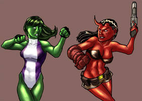 She Hulk vs Hellgirl - colored