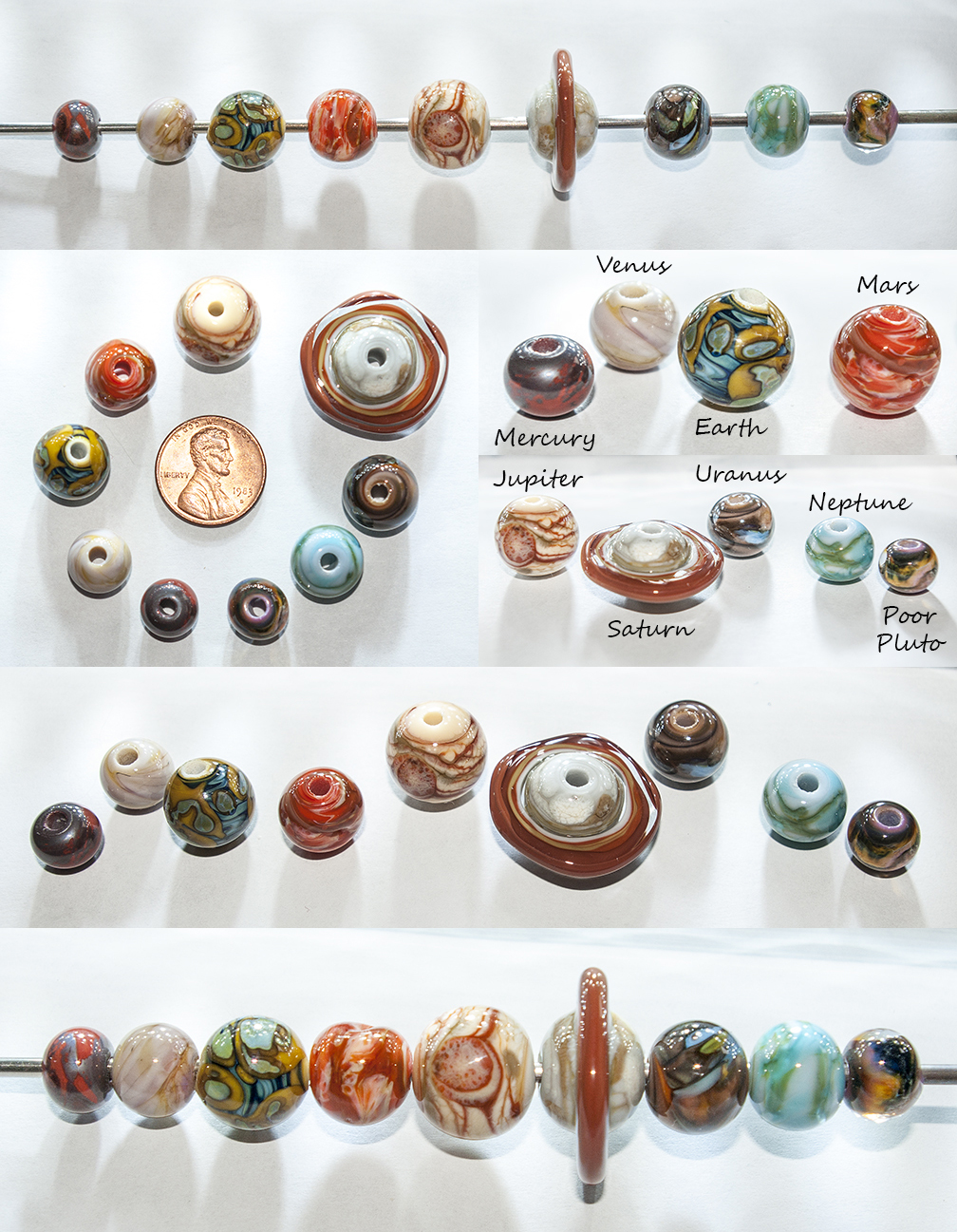 Solar System (plus Pluto) Handmade with hot glass