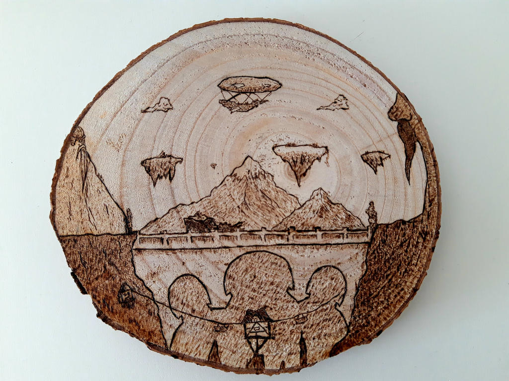 Mountain bridge - Pyrography by Count-Dragula on DeviantArt