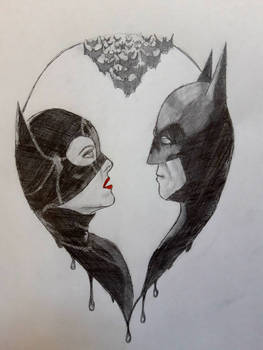 Batman And Catwoman  - Pencil Drawing