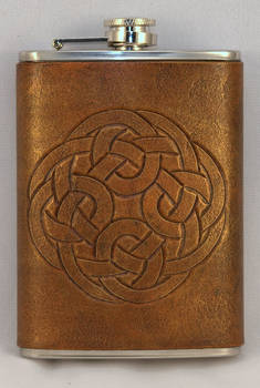 Round Celtic Knot Tooled Leather Flask