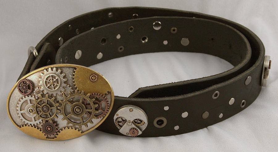 Steampunk Geared Inspired Leather Belt