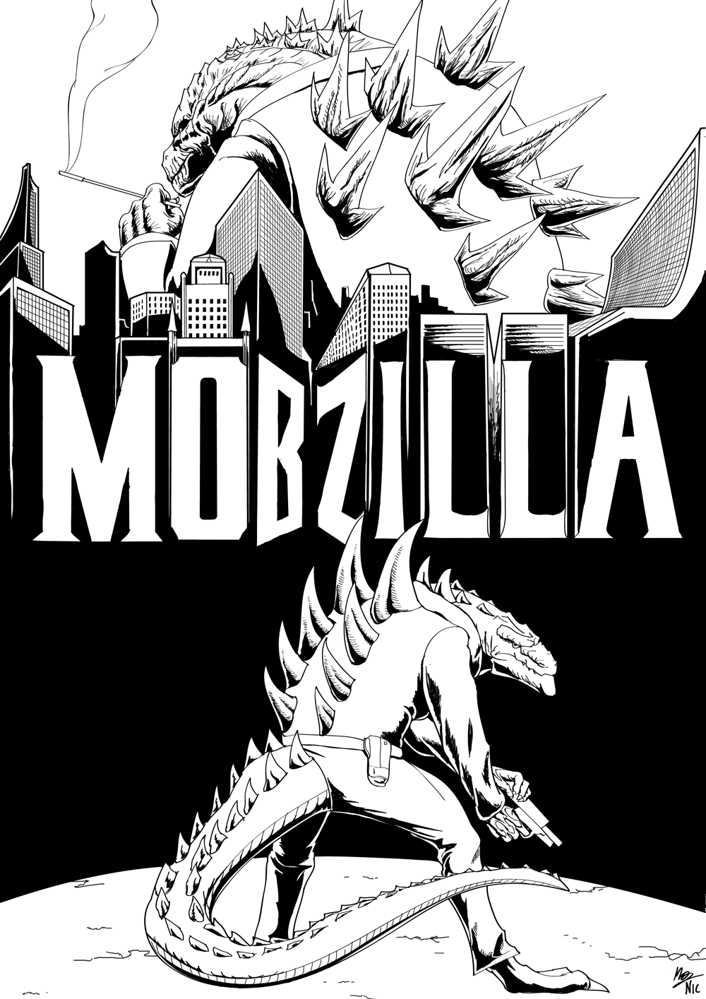 Mobzilla Cover LineArt by NazRigar on DeviantArt