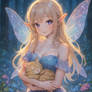 Fairy with her napping cat.