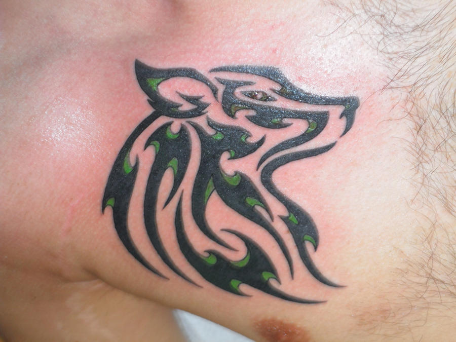 Tribal wolf tattoo - green by ean5533 on DeviantArt