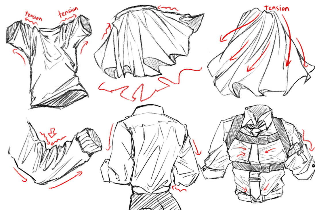 Clothing folds practice by KitsuneHu on DeviantArt