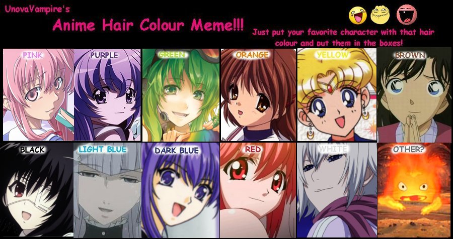 Anime Hair Color Meme (Girls) by StellarFairy on DeviantArt