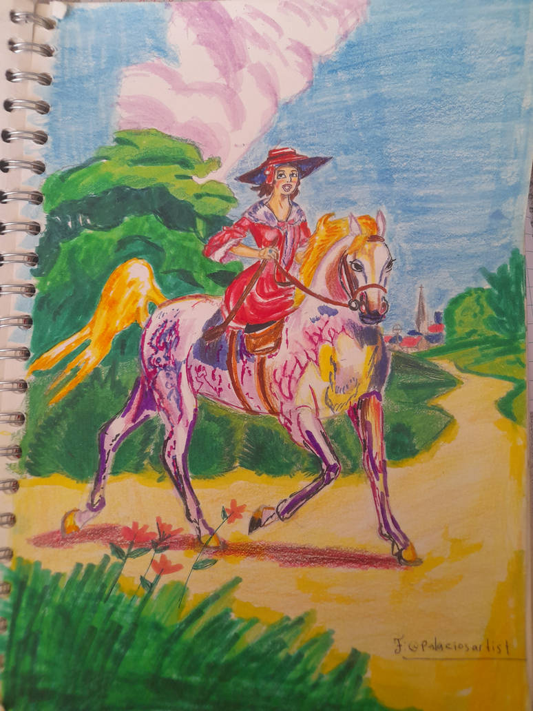 Lady riding a Horse by palaciosartist on DeviantArt