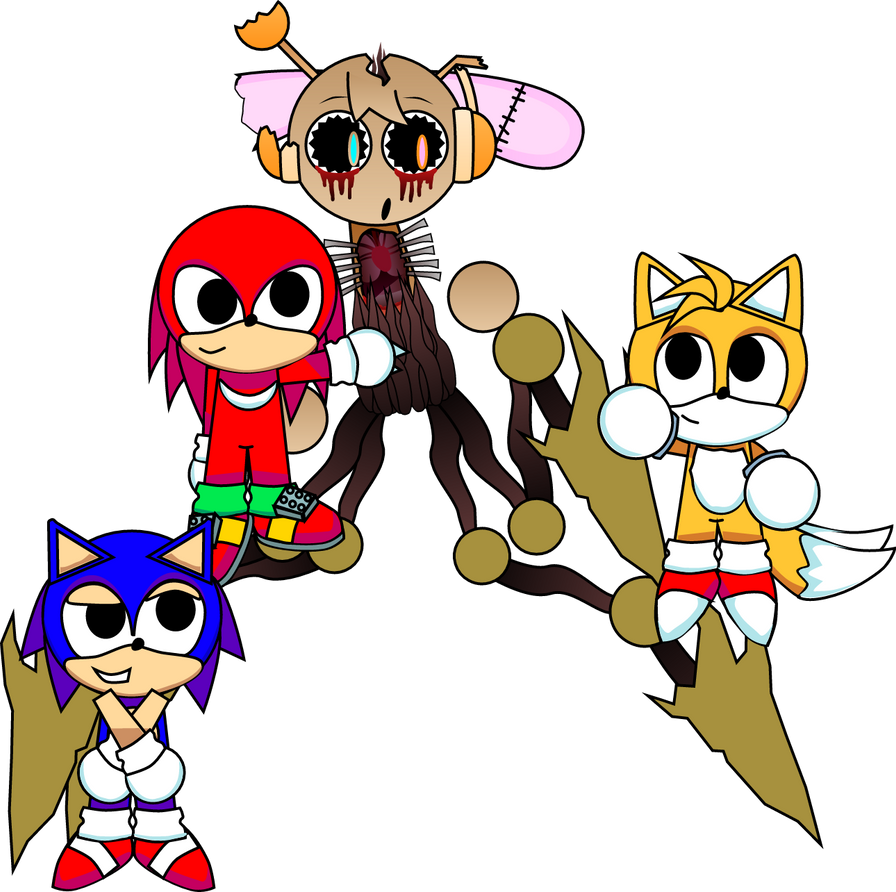 If Sonic, Tails, and Knuckles Met Sh4tt3r3d by demontrevi on DeviantArt