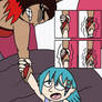 Angela trying to save Clify from falling off a tightrope in a circus