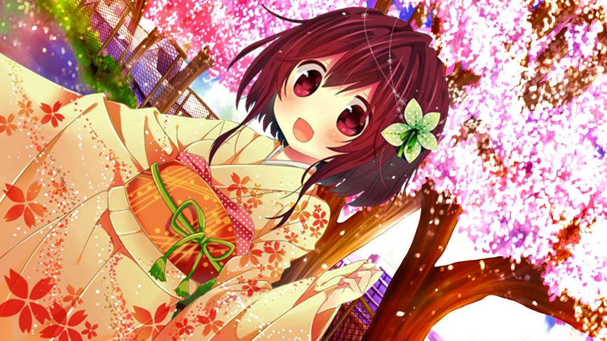 Girl-with-yukata-under-Cherry-blossom-tree by Shirosuke1 on DeviantArt