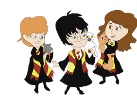 Harry Potter with Ron and Hermione