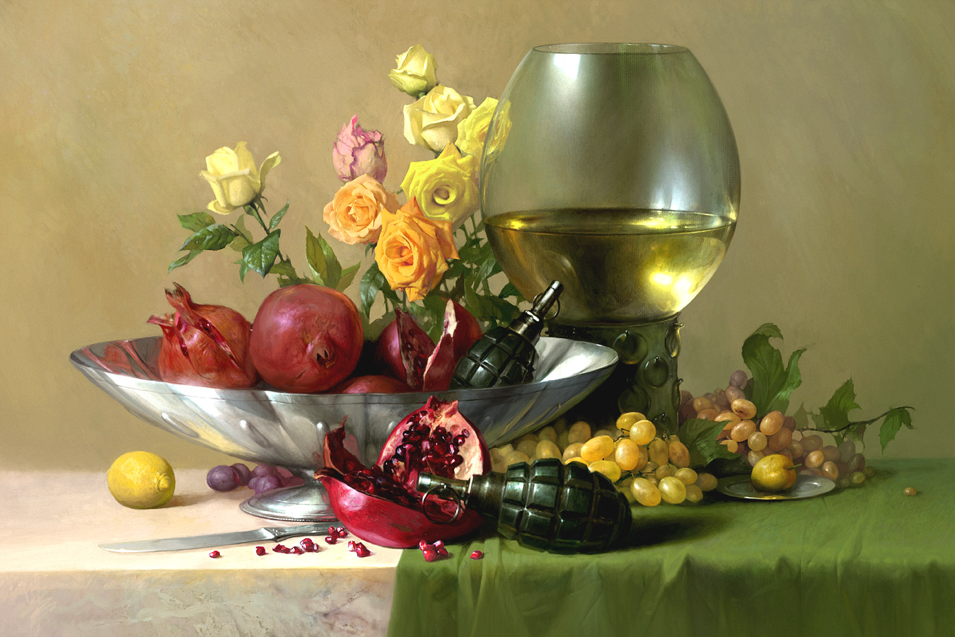 pomegranate still life by Hamsterfly