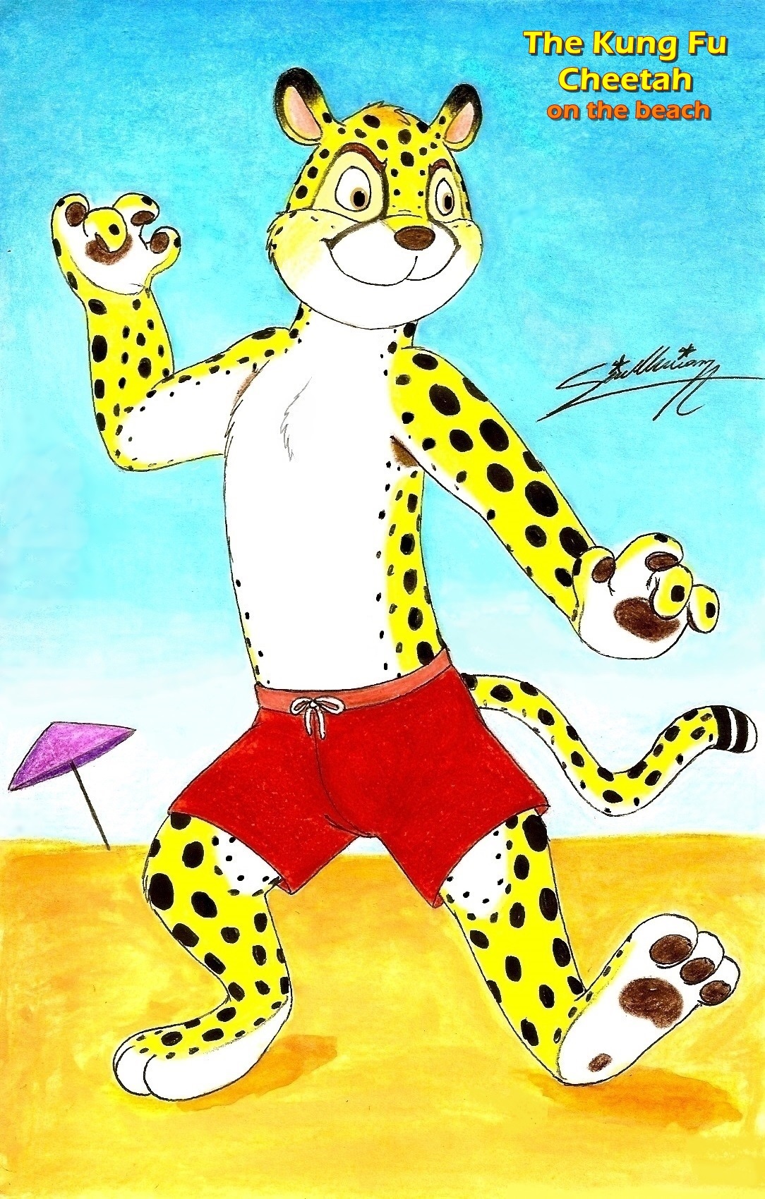 The Kung Fu Cheetah on the beach!