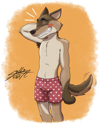 Mr Wolf in his boxers