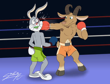 Bunny vs. goat!