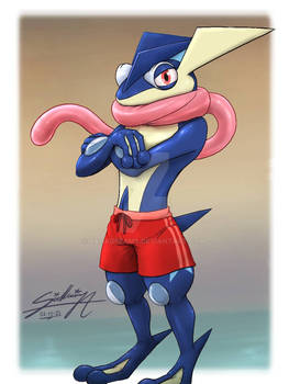 A confident mutant ninja-froggo!