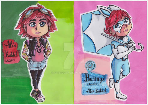 Chibi Alix Kubdel and  Bunnyx (adult)