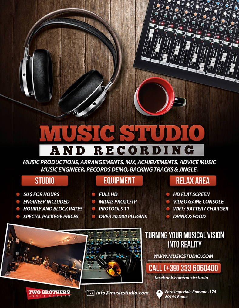 flyer recording studio poster psd template photoshop deviantart card