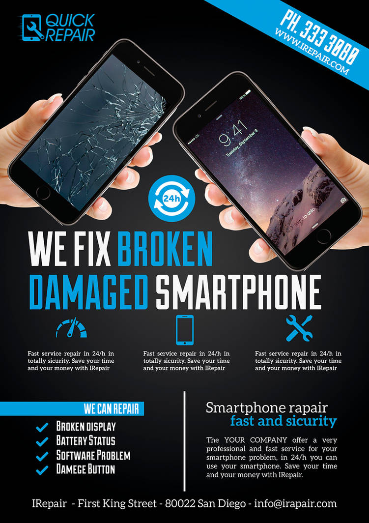 smartphone repair flyer poster by giunina on deviantart cell phone flyer