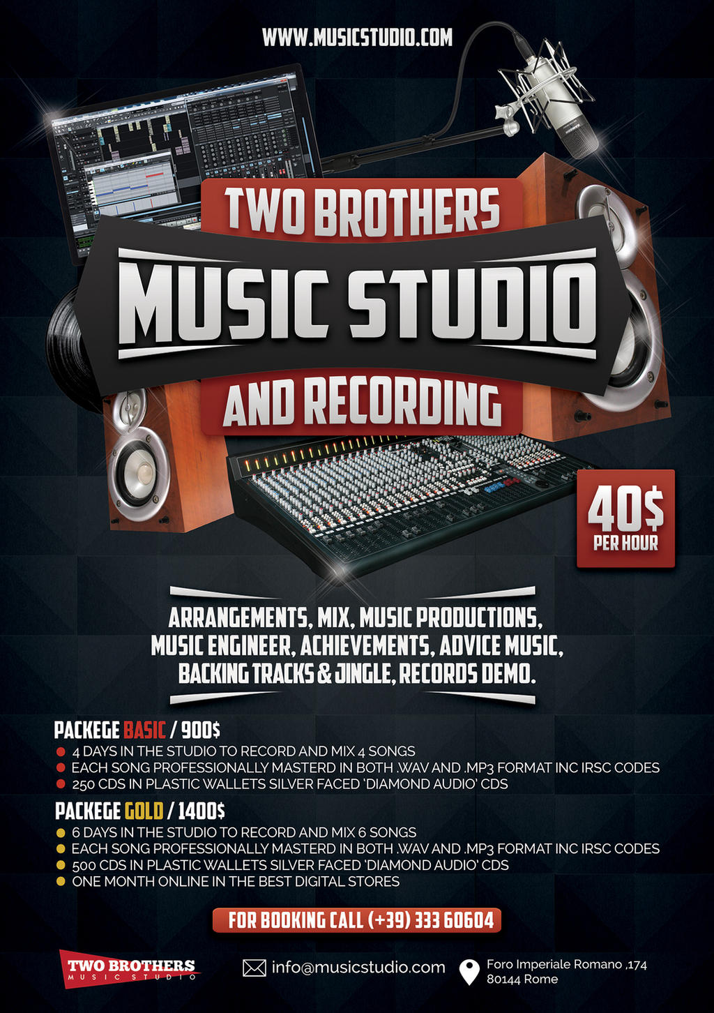 Premium PSD  Music studio  banner template
