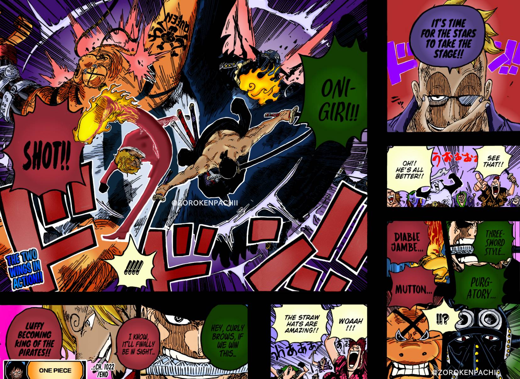 One Piece Chapter 1022 – Zoro & Sanji VS King & Queen: Wings