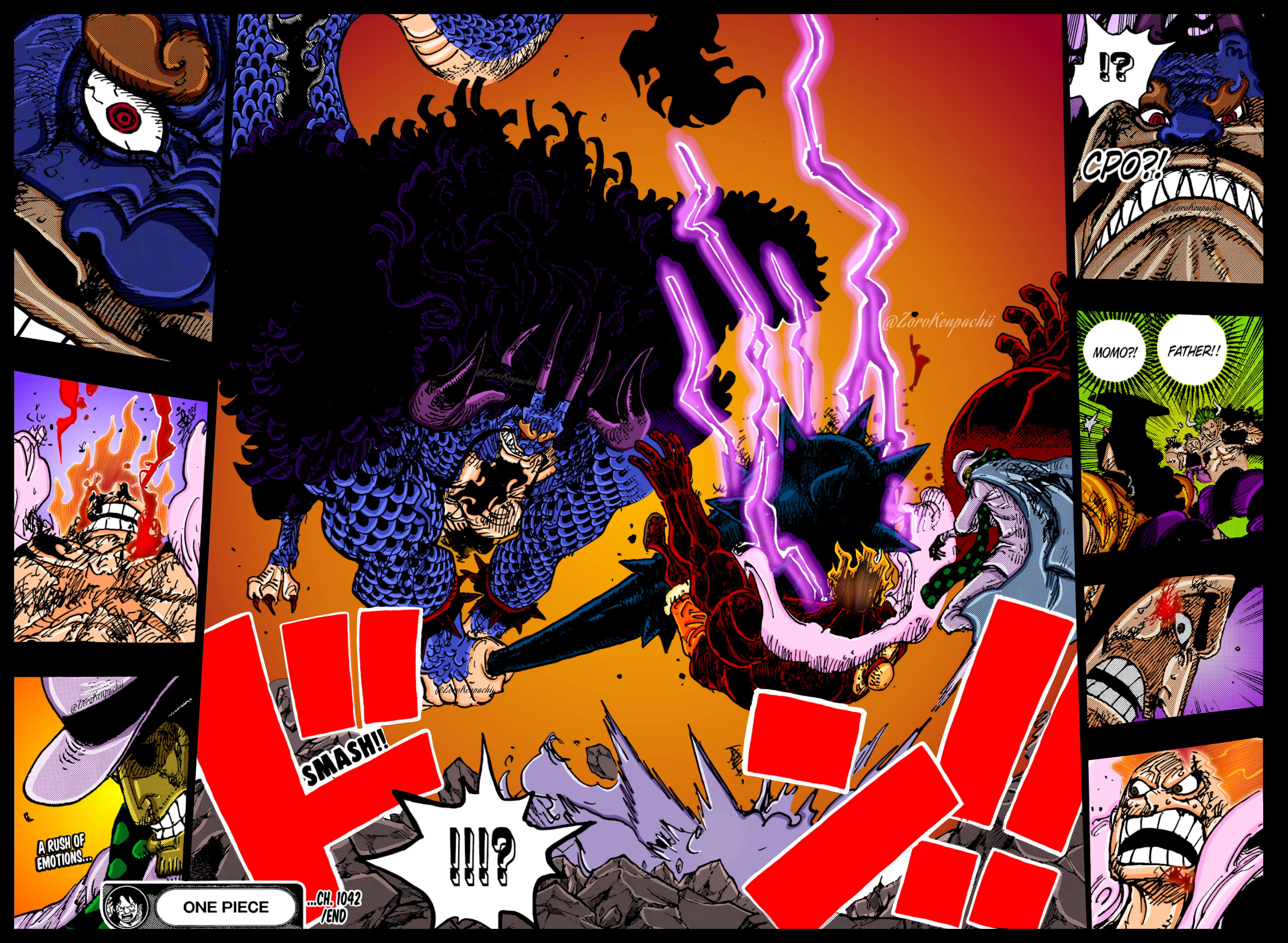 Luffy Vs Kaido - OnePiece 1037 Manga Color Digital by zorokenpachii on  DeviantArt