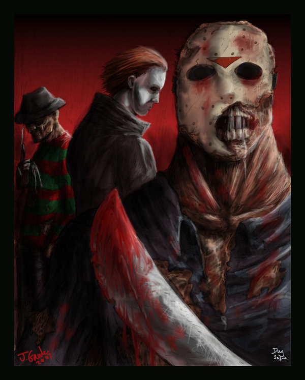 Freddy,Michael,Jason, in color by DougSQ on DeviantArt