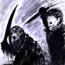 Jason Voorhees vs Michael Myers paint and brush
