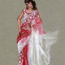 Saree/ Sari drawing layered sheer fabrics