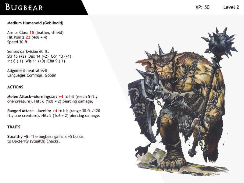 DnD-Next-Monster Cards-Bugbear by dizman on DeviantArt