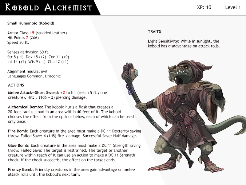 DnD-Next-Monster Cards-Kobold Alchemist by dizman on DeviantArt
