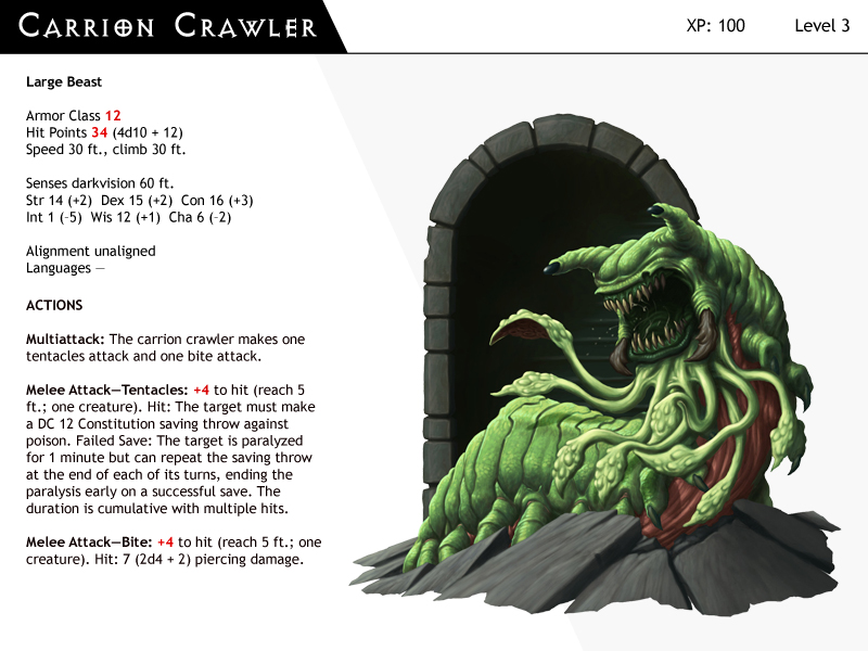 Dnd Next Monster Cards Carrion Crawler By Dizman On Deviantart