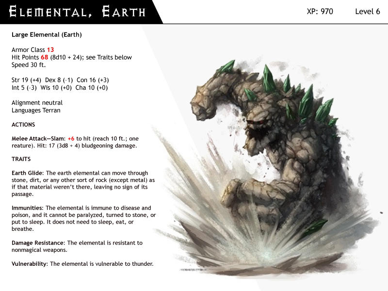 DnD-Next-Monster Cards-Elemental Earth by dizman on DeviantArt