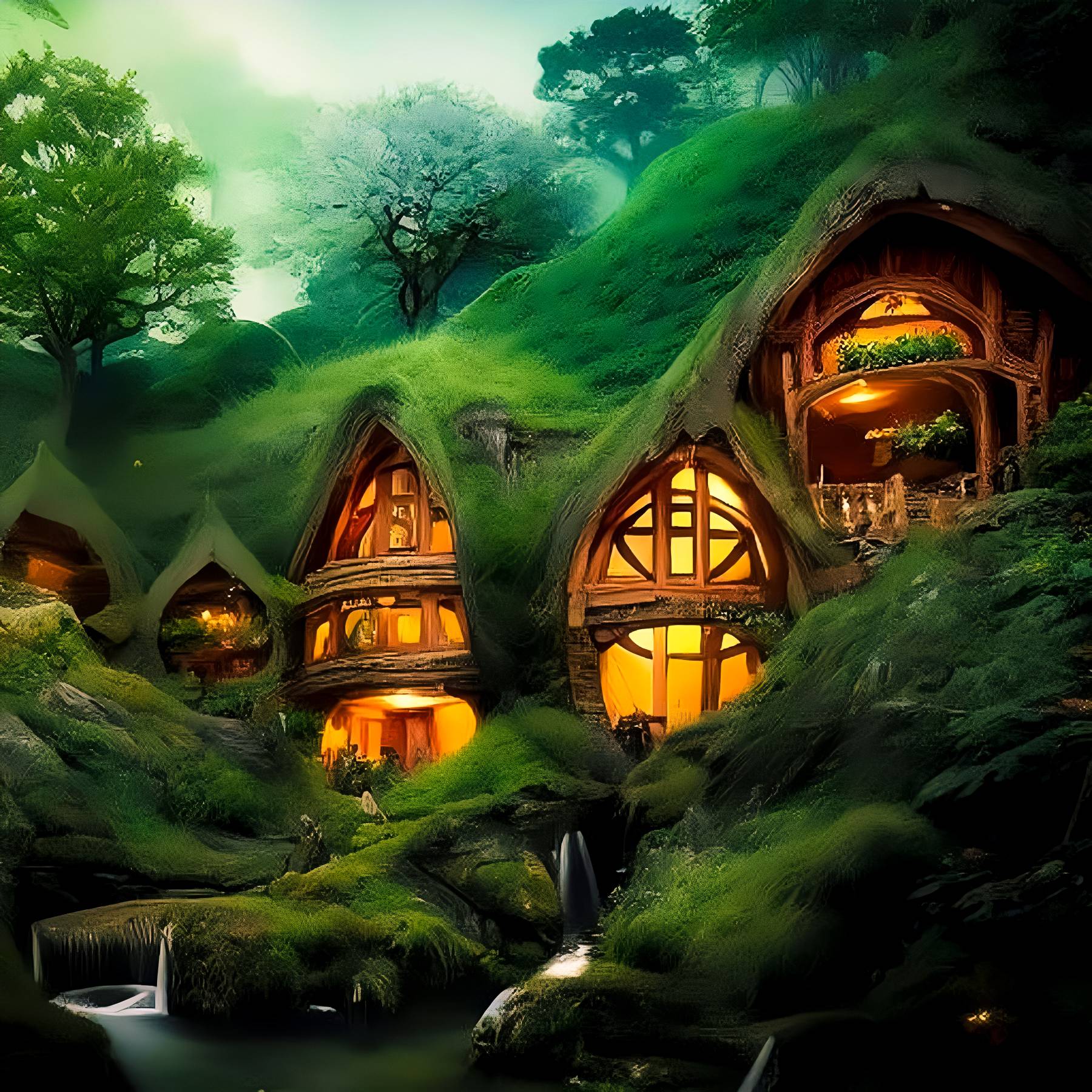Chriso81 Deviantart Fantasy hobbit houses in the rainforest by chriso81 on DeviantArt