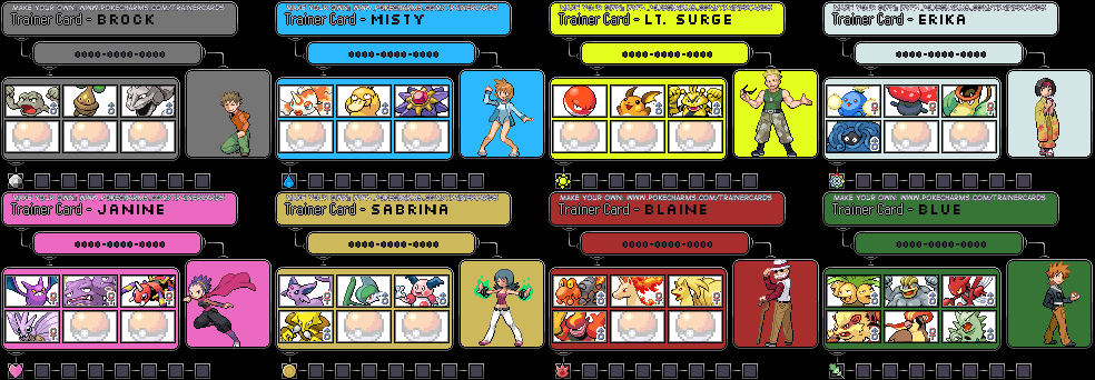 Kanto Gym Leader Cards by MDCCLXXVI on DeviantArt Kanto Gym Leader Cards by MDCCLXXVI on DeviantArt