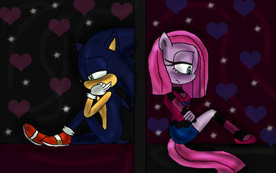 Dark Sonic and Pinkamina sad