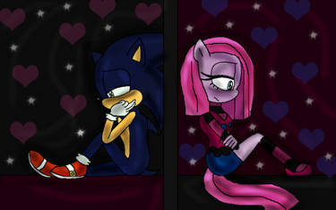 Dark Sonic and Pinkamina sad