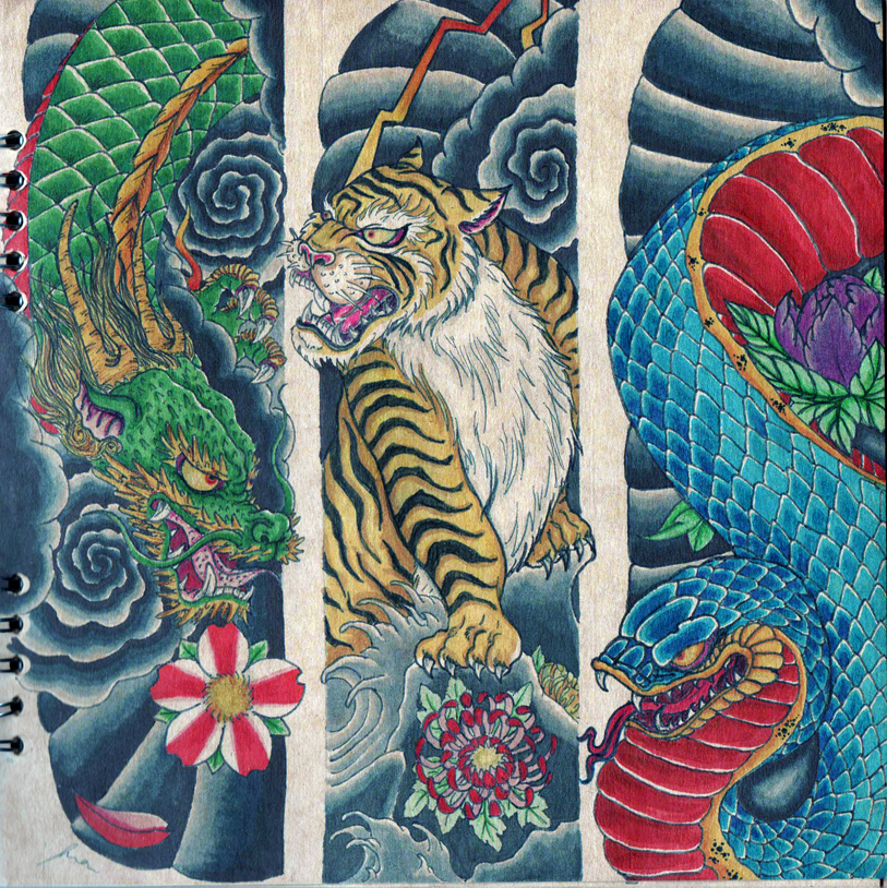 Dragon, tiger,snake