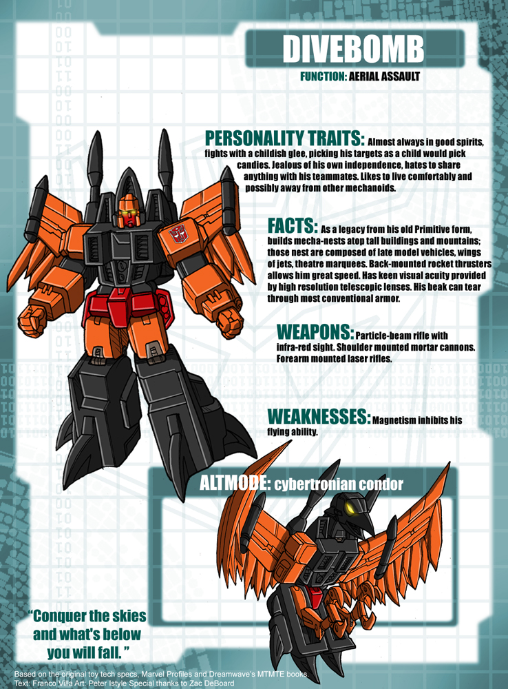 Divebomb tech specs