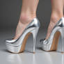 High heels silver pumps