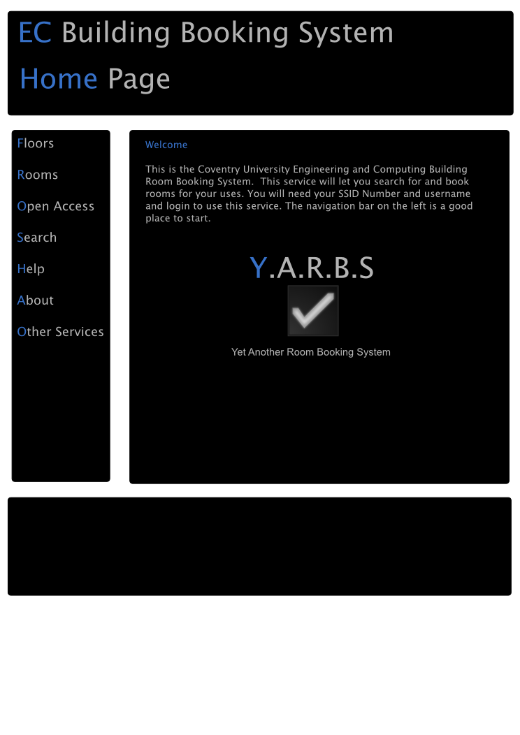 YARBS Website Front Page