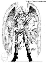 Yama-Con Commission Sketch: Aasimar Figher by Shono