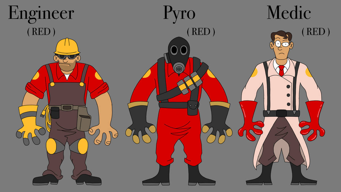 The Engineer , Pyro , and Medic in RED Team by Darkness9000A on DeviantArt